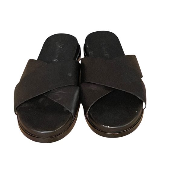 Madewell Louisa Fam Black Leather Slides Shoes Style ND954 - Picture 5 of 9